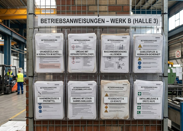 Aushang Betriebsanweisungen Maschinen